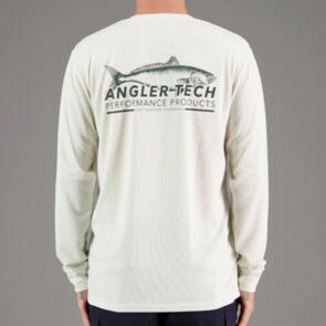 JUST ANOTHER FISHERMAN TECH LOGO UPF40 LS TEE ANTIQUE WHITE