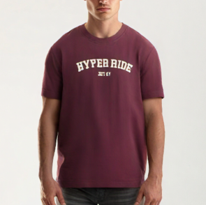 HYPER RIDE COLLEGE TEE BURGUNDY / OFF WHITE