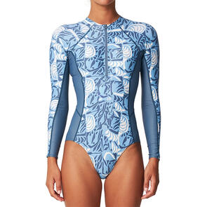 ONEILL 2024 BAHIA LYCRA HALF FRONT ZIP LS SURFSUIT - CHECK MOSAIC