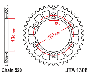 JT SPROCKETS 1308.47BLK RACELITE ALUMINIUM REAR SPROCKET BLACK 47T 520 PITCH - HONDA CBR1000R RC51 VTR1000S