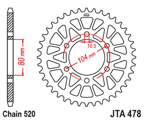 JT SPROCKETS 478.45BLK RACELITE ALUMINIUM REAR SPROCKET BLACK 45T 520 PITCH - KAWASAKI ZXR400H ZXR400R EX650C