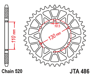 JT SPROCKETS 486.42BLK RACELITE ALUMINIUM REAR SPROCKET BLACK 42T 520 PITCH - KAWASAKI / SUZUKI