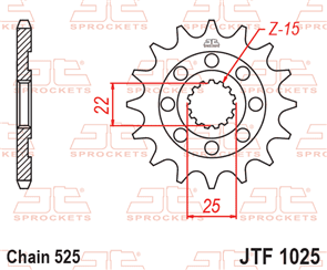 JT SPROCKETS 1025.15 STEEL FRONT SPROCKET 15T 525 PITCH - ROYAL ENFIELD 411 HIMALAYAN 411 SCRAM