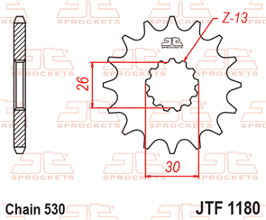 JT SPROCKETS 1180.17RB RUBBER CUSHIONED STEEL FRONT SPROCKET 17T 530 PITCH - TRIUMPH 750 DAYTONA 750 THUNDERBIRD