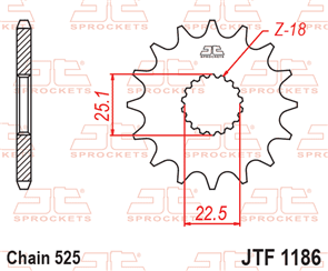 JT SPROCKETS 1186.16RB RUBBER CUSHIONED STEEL FRONT SPROCKET 16T 525 PITCH - TRIUMPH ROAD 1200 SCRAMBLER ROAD 1200 SPEED