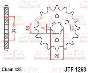 JT SPROCKETS SKH1131 CHAIN AND SPROCKET KIT HEAVY DUTY 428 X 112 (15T/45T) - HONDA CT110 86-98 :104