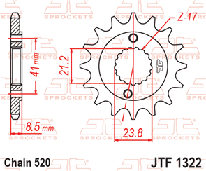 JT SPROCKETS SKH404 CHAIN AND SPROCKET KIT HEAVY DUTY 520 X 108 - HONDA XR400