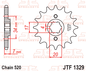 JT SPROCKETS 1329.12 STEEL FRONT SPROCKET 12T 520 PITCH - HONDA ATC200X
