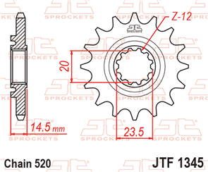 JT SPROCKETS 1345.13RB RUBBER CUSHIONED STEEL FRONT SPROCKET 13T 520 PITCH - HONDA CRF450L CRF450R CRF450X