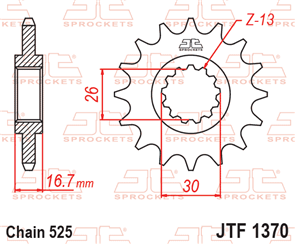 JT SPROCKETS SKH1019 CHAIN AND SPROCKET KIT 525 X 124 (16T/42T) - HONDA CRF1000L-G AFRICA TWIN 2016