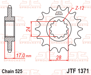 JT SPROCKETS 1371.15 STEEL FRONT SPROCKET 15T 525 PITCH - HONDA CB600F CB600S CBF600N