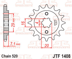 JT SPROCKETS 1408.15 STEEL FRONT SPROCKET 15T 520 PITCH - SUZUKI TSR200SH RV200V