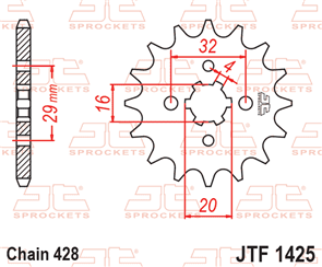 JT SPROCKETS 1425.13 STEEL FRONT SPROCKET 13T 428 PITCH - SUZUKI RG80 GAMMA RG80 TSX80E