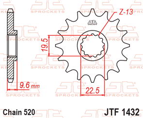 JT SPROCKETS 1432.12 STEEL FRONT SPROCKET 12T 520 PITCH