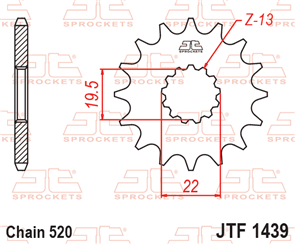 JT SPROCKETS 1439.12 STEEL FRONT SPROCKET 12T 520 PITCH - SUZUKI ALT185F LT185E LT230S