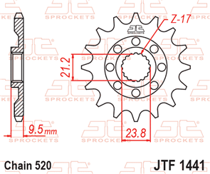 JT SPROCKETS 1441.15 STEEL FRONT SPROCKET 15T 520 PITCH - SUZUKI RMX450ZL RM-Z450K