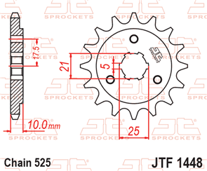 JT SPROCKETS 1448.14 STEEL FRONT SPROCKET 14T 525 PITCH - SUZUKI DR650S XF650V DR800