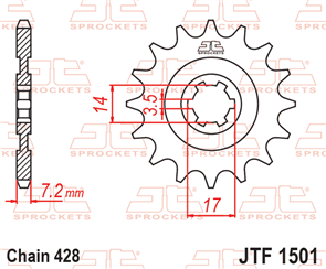JT SPROCKETS 1501.14 STEEL FRONT SPROCKET 14T 428 PITCH - KAWASAKI KLX140A KLX140R