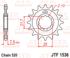 JT SPROCKETS 1536.14 STEEL FRONT SPROCKET 14T 520 PITCH - KAWASAKI KSF450B