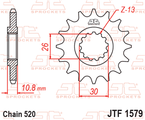JT SPROCKETS 1579.15 STEEL FRONT SPROCKET 15T 520 PITCH - YAMAHA 700 TENERE