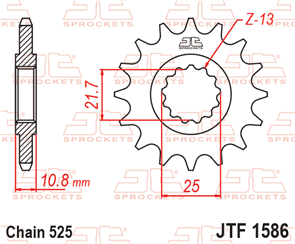 JT SPROCKETS 1586.15 STEEL FRONT SPROCKET 15T 525 PITCH - YAMAHA YZF-R6 YZF-R6G YZF-R6 RACEBASE