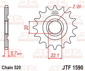 JT SPROCKETS 1590.13 STEEL FRONT SPROCKET 13T 520 PITCH - GAS GAS / YAMAHA