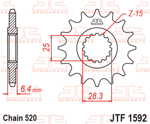 JT SPROCKETS 1592.14 STEEL FRONT SPROCKET 14T 520 PITCH - YAMAHA YFZ450R YFZ450X YFM700R