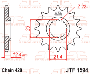 JT SPROCKETS 1594.15 STEEL FRONT SPROCKET 15T 428 PITCH - YAMAHA XG250 TRICKER XT250X XT250N