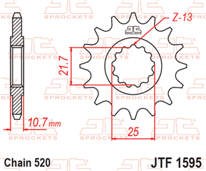 JT SPROCKETS 1595.16 STEEL FRONT SPROCKET 16T 520 PITCH - YAMAHA FZ6R FZ-6R XJ6