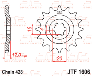 JT SPROCKETS 1606.14 STEEL FRONT SPROCKET 14T 428 PITCH - YAMAHA AG100F AG100G