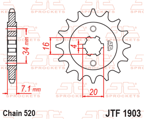 JT SPROCKETS 1903.14 STEEL FRONT SPROCKET 14T 520 PITCH - HUSQVARNA / KTM