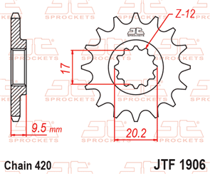 JT SPROCKETS 1906.14 STEEL FRONT SPROCKET 14T 420 PITCH - GAS GAS / HUSQVARNA / KTM