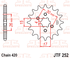 JT SPROCKETS SKH030 CHAIN AND SPROCKET KIT 420 X 120 (14T/46T) - HONDA CRF80 XR80R