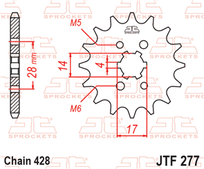 JT SPROCKETS SKH152 CHAIN AND SPROCKET KIT HEAVY DUTY 428 X 118 - HONDA CRF125F BIG WHEEL
