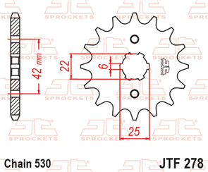 JT SPROCKETS 278.16 STEEL FRONT SPROCKET 16T 530 PITCH - HONDA CB250K CB250G CJ250T