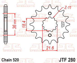 JT SPROCKETS 280.13 STEEL FRONT SPROCKET 13T 520 PITCH - HONDA AX 1 XL250S XL250M