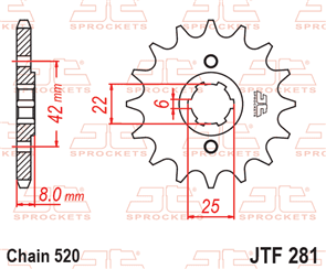 JT SPROCKETS 281.15 STEEL FRONT SPROCKET 15T 520 PITCH - HONDA MVX250 XL400R XL500R