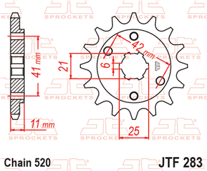 JT SPROCKETS 283.15 STEEL FRONT SPROCKET 15T 520 PITCH - HONDA NS250F NSR250RG NSR250R