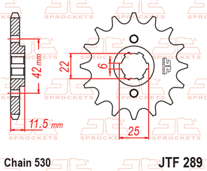 JT SPROCKETS 289.15 STEEL FRONT SPROCKET 15T 530 PITCH - HONDA FT400C FT500 ASCOT FT500C