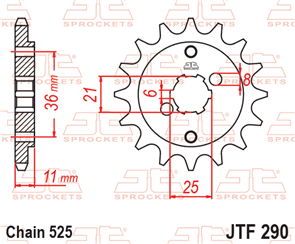 JT SPROCKETS 290.14 STEEL FRONT SPROCKET 14T 525 PITCH - HONDA GB400F XBR500F