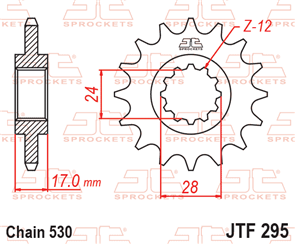 JT SPROCKETS 295.15RB RUBBER CUSHIONED STEEL FRONT SPROCKET 15T 530 PITCH - HONDA CBR500F CBR600F CBR600S