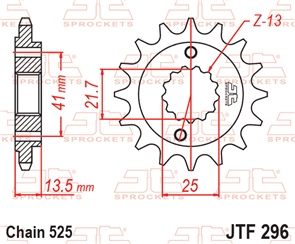 JT SPROCKETS 296.15 STEEL FRONT SPROCKET 15T 525 PITCH - HONDA XL400V XL600V XL650V
