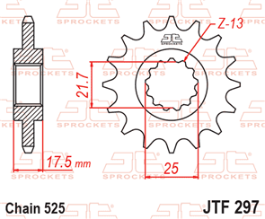 JT SPROCKETS 297.15 STEEL FRONT SPROCKET 15T 525 PITCH - HONDA CB-1 CB400F CB400 SUPER