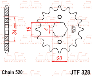 JT SPROCKETS 328.12 STEEL FRONT SPROCKET 11T 520 PITCH - HONDA TLR200 REFLEX XR200R XR250R