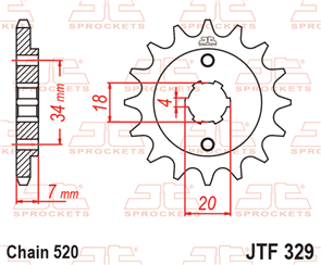 JT SPROCKETS 329.12 STEEL FRONT SPROCKET 12T 520 PITCH - HONDA TLM200RF TLM200RH TLR200D