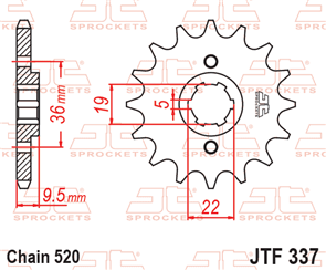 JT SPROCKETS 337.13 STEEL FRONT SPROCKET 13T 520 PITCH - HONDA ATC250R TRX250R