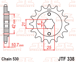 JT SPROCKETS 338.16 STEEL FRONT SPROCKET 16T 530 PITCH - HONDA CBX550F SRC03 CB650C