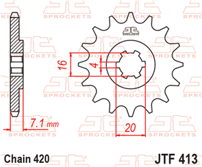 JT SPROCKETS 413.12 STEEL FRONT SPROCKET 12T 420 PITCH - SUZUKI RMX50 RG50E TS50W