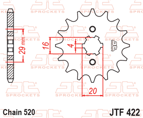 JT SPROCKETS 422.14 STEEL FRONT SPROCKET 14T 520 PITCH - SUZUKI / YAMAHA