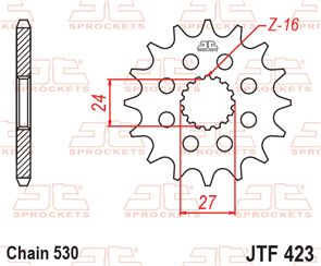 JT SPROCKETS 423.18RB RUBBER CUSHIONED STEEL FRONT SPROCKET 18T 530 PITCH - SUZUKI GSX1300B GSX-R1300R